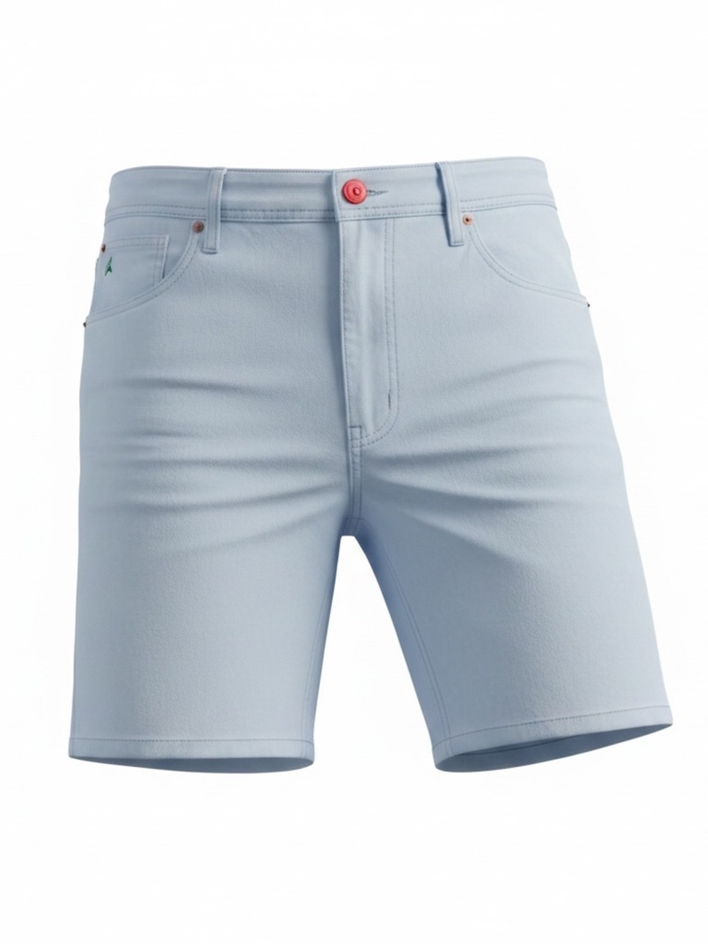 Tailor Vintage Pale Blue Flat Front Chino‎ Shorts with Coral Button size 36